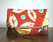 LEATHER CLUTCH. Tie Dye Clutch. Summer Handbags. Oversized Clutch. Foldover Clutch.