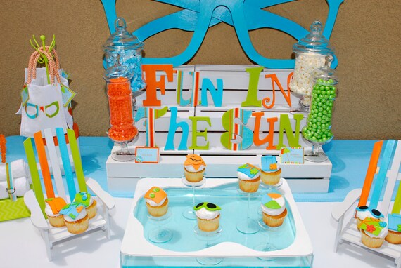 Pool Party Birthday Party Printables - Beach Ball Umbrella Il_570xn