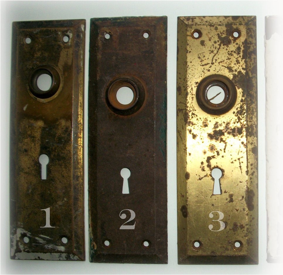 Items similar to vintage brass KEYHOLE DOOR PLATE Antique Escutcheon