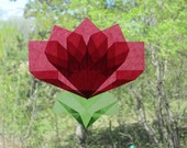 Red Flower Origami Window Decoration (Similar to Translucent Kite Paper Waldorf Window Stars)