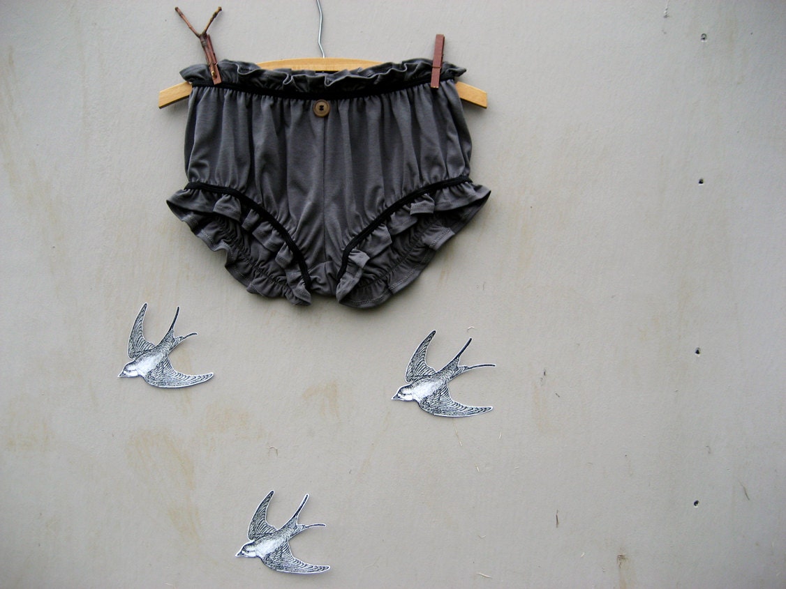 Louise Brooks Charcoal Gray Bloomers Undergear Panties size Medium. or Large. Ready to Ship - undertheroot