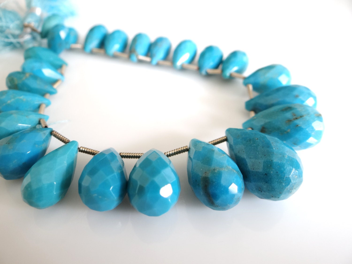 1/2 Strand---Fabulous-Genuine Arizona Blue Turquoise Faceted Teardrop Briolettes