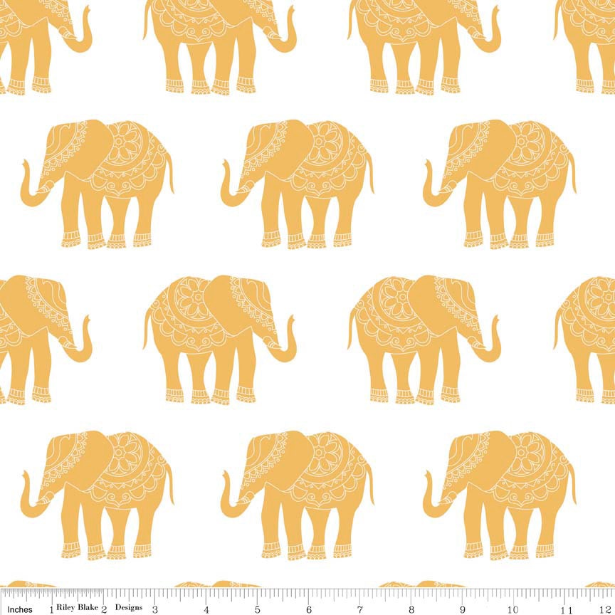 Madhuri Elephant Orange - Fat Quarter