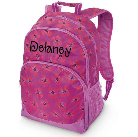 Girls Personalized Backpack Floral Monogrammed School Bookbag