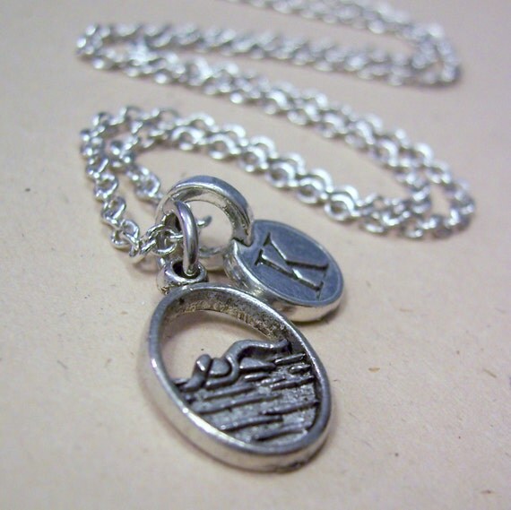 Swim Charm Necklace Personalized Initial Jewelry by FiftyEighteen