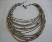 Vintage Kramer Signed Multi Strand Silver Tone Necklace