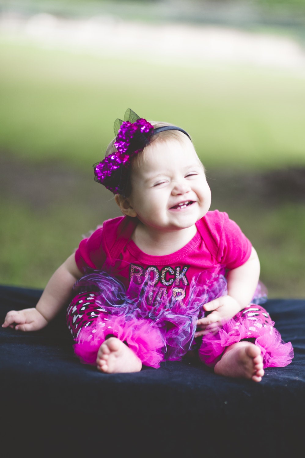 Rock Star - hot pink Ruffled Tutu Bunny 1sy - So Cute for Baby - Perfect for your little rock star, photo prop, birthday, pageant