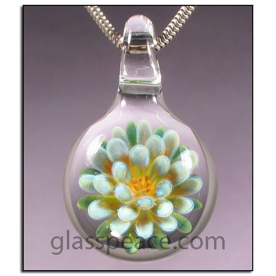 Flower Jewelry Glass Pendant lampwork focal bead boro necklace - Glass Peace glass jewelry (4647)