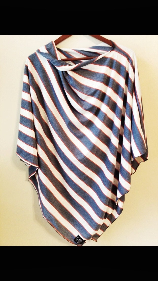 Nautical Nursing Poncho Jersey Knit Nursing Cover for Full Coverage