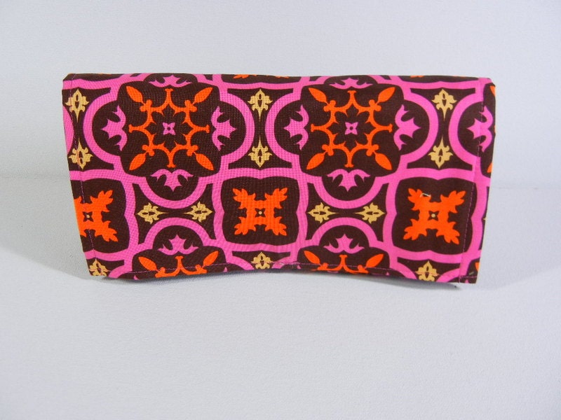 Coupon Organizer Holder Damask Pink and Chocolate Fabric