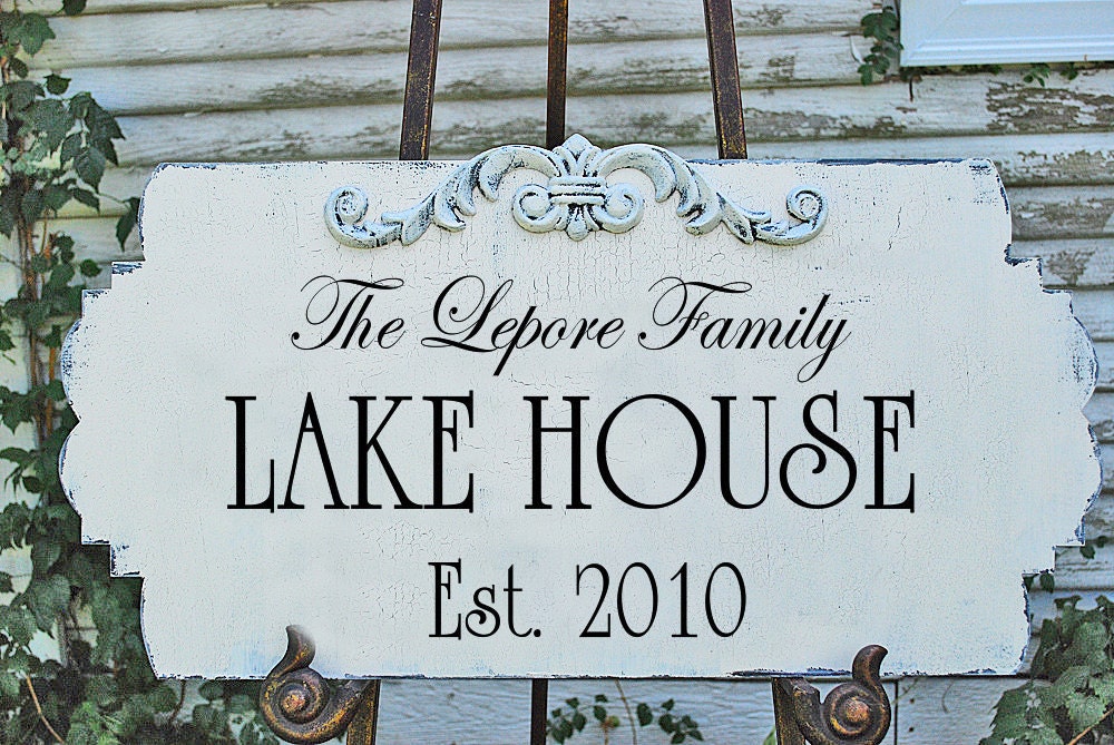 LAKE HOUSE, CABIN or BeAcH Home Personalized signs 12x24 Custom
