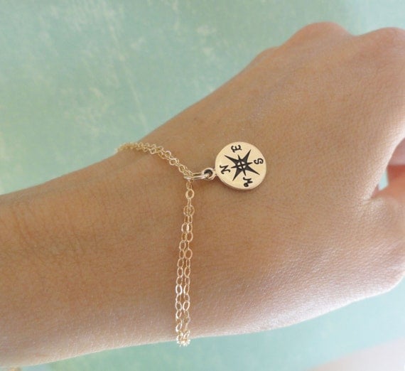 Compass charm bracelet friendship bracelet GOLD or by BriguysGirls