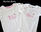 Long OR Short Sleeve Bodysuit or Shirt with Monogrammed with your choice of lettering
