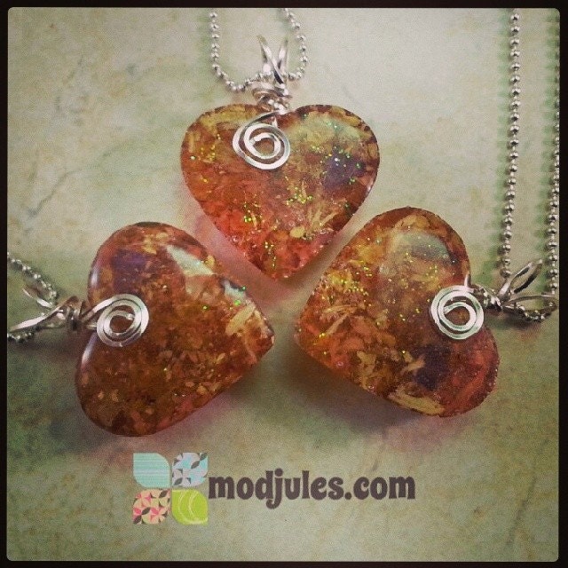 Memorial Jewelry Custom Resin Heart Pendant Necklace by ModJules