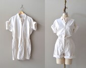 white cotton jumpsuit / vintage romper / Cayo Largo jumpsuit