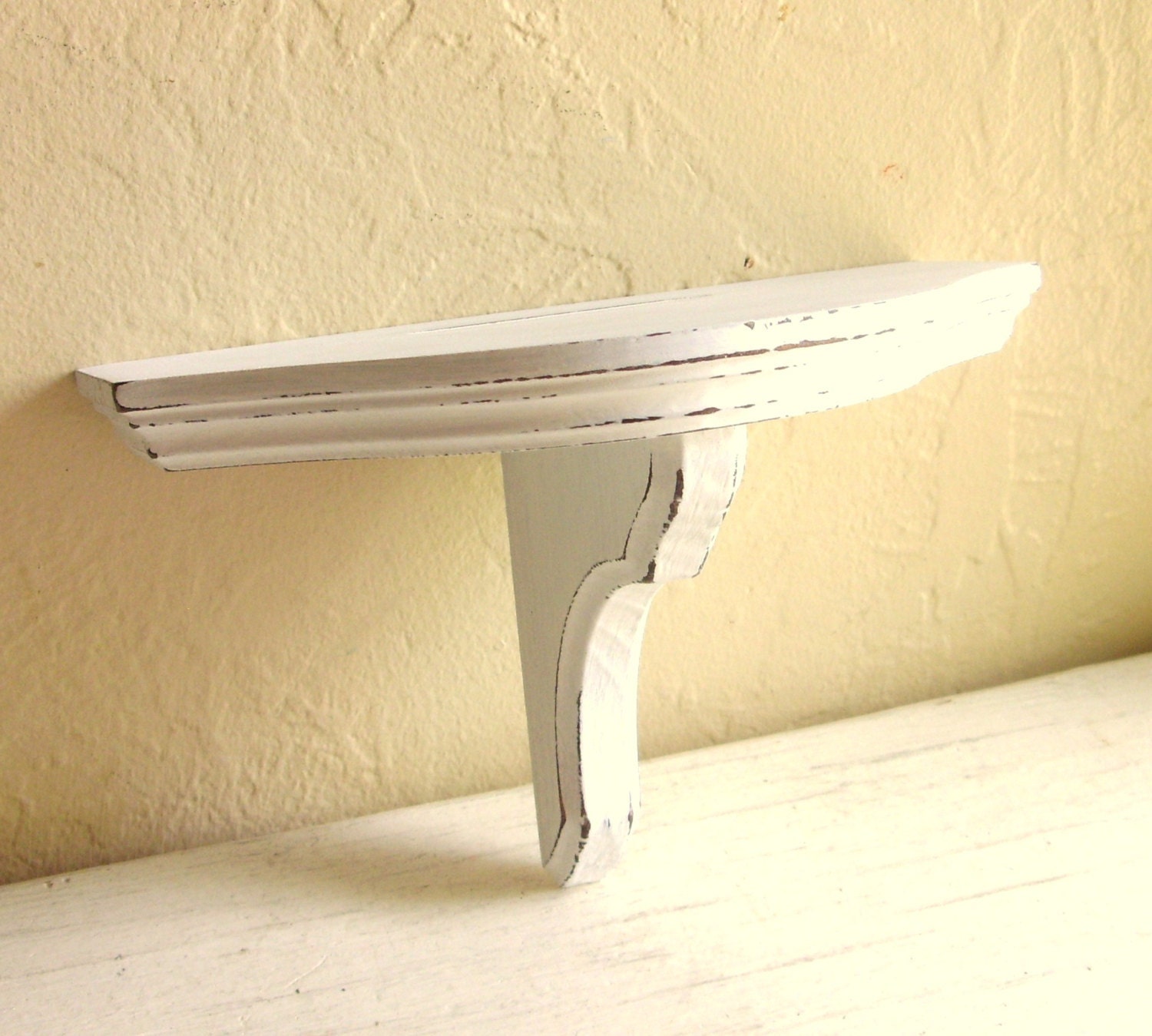 Shabby Chic White Wood Wall Shelf Rounded Edge by ShabbyNChic