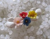 vintage barrette, white with tiny colorful flowers