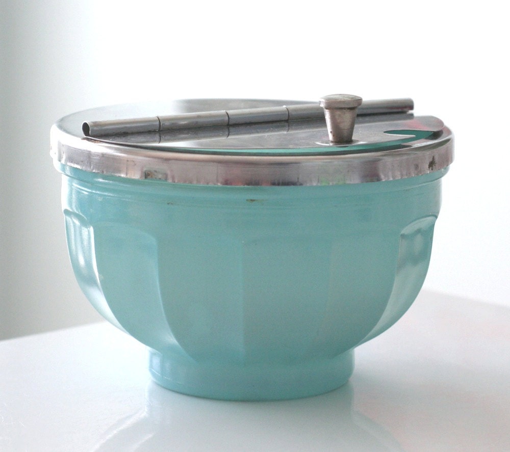 Gemco Blue Fired-On Condiment Bowl with Hinged Lid - jaditekate