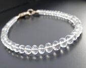 Clear Gemstone Bracelet . Bridal Jewelry . April Birthstone Jewelry . Crystal Quartz Bracelet . Rock Crystal Jewelry .