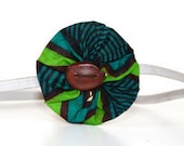 Green Blue Baby Flower Headband Fair Trade African Print Batik FREE Shipping BFH-002 - dsenyo