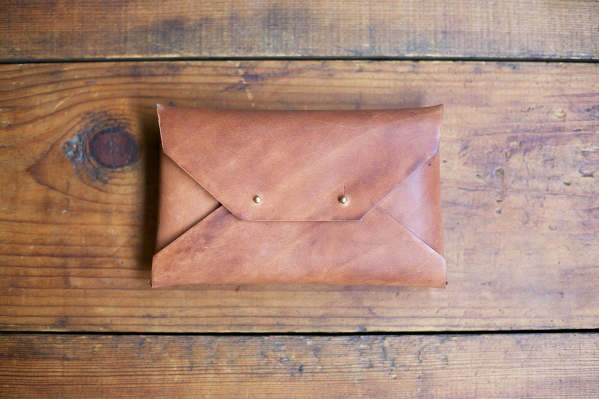 Medium Waxed Leather Clutch