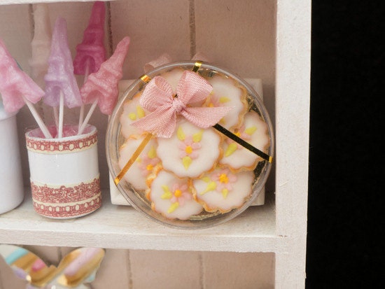 Pink Floral Garden Cookies Gift Box - Miniature Food in 12th Scale