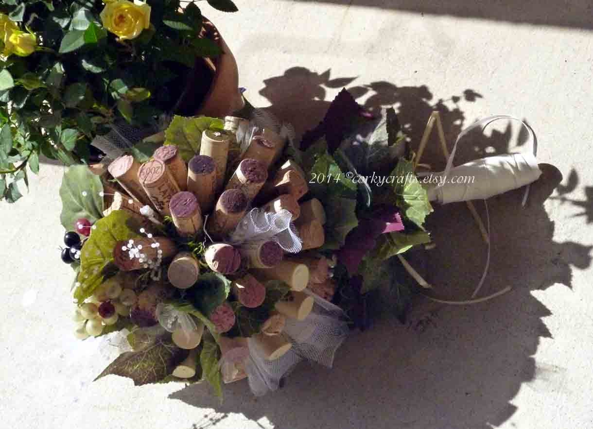 Wine Cork Bouquet/Floral Alternate/Vineyard Wedding/bride bouquet - Corkycrafts