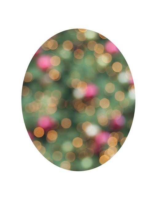 Fesitive Holiday Decor, Fine Art Christmas Tree Photo, Oval Photo, White, Green, Cranberry, Gold, Fine Art Photography Print - TheShutterbugEye