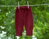 Upcycled Merino Longies in Dark Burgundy Red  Cloth Diaper Soaker  SMALL 3-6 Months