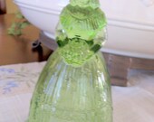 Vintage Green Glass Southern Lady Bell    Circa 1930  Imperial Glass Co.