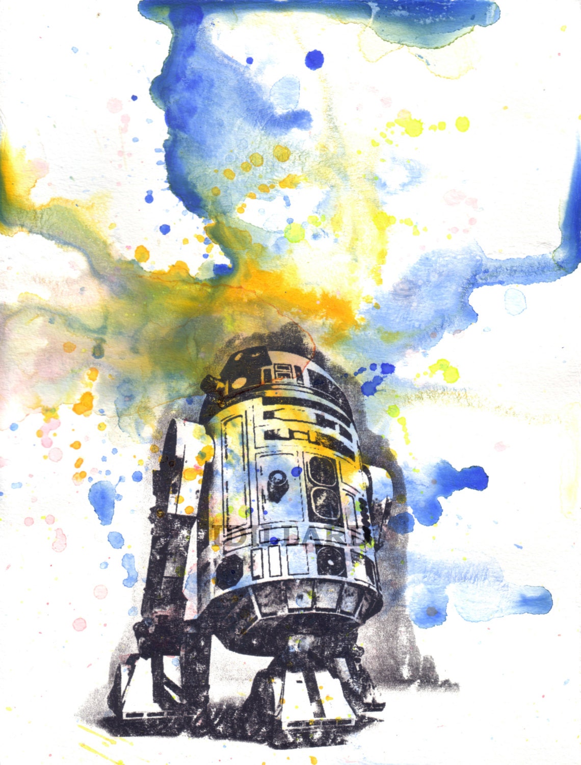 Items Similar To Star Wars Art R2D2 Watercolor Painting Fine Art