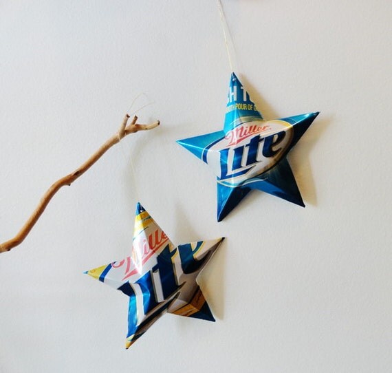 Miller Lite Beer Stars Christmas Ornaments Aluminum by LizardSkins