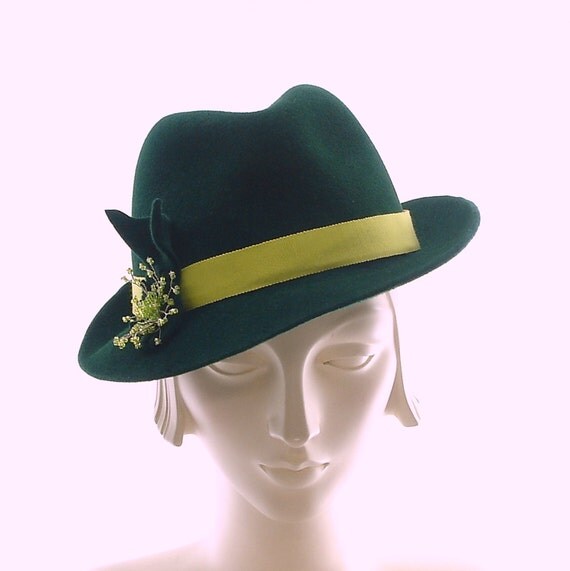 Items similar to Dark Green FEDORA HAT for Women Porkpie Hat on Etsy