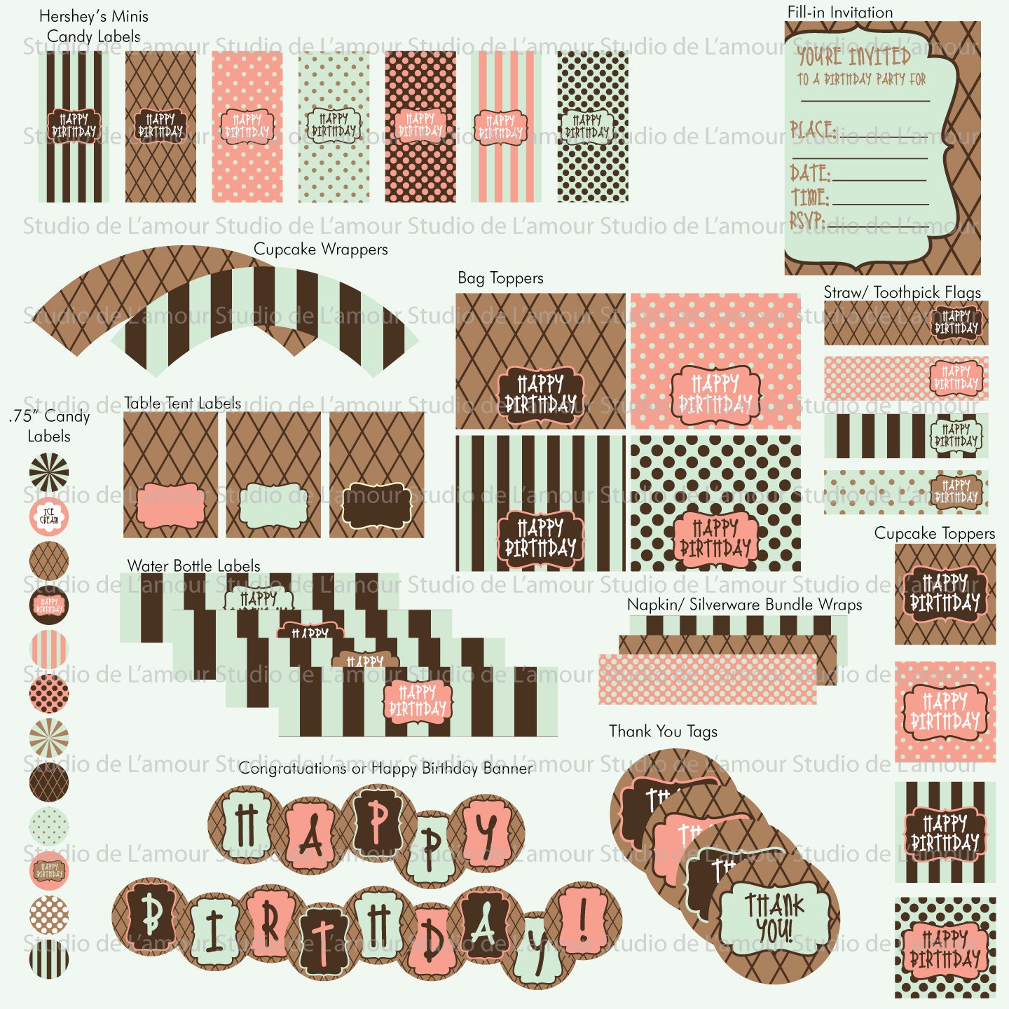 PRINTABLE DIY Ice Cream Theme Customized PDF Birthday Party Package Il_570xn