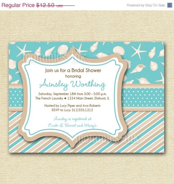 10% Off Holiday Sale Seashore Bridal Shower Invitation - PRINTABLE INVITATION DESIGN Il_570xn