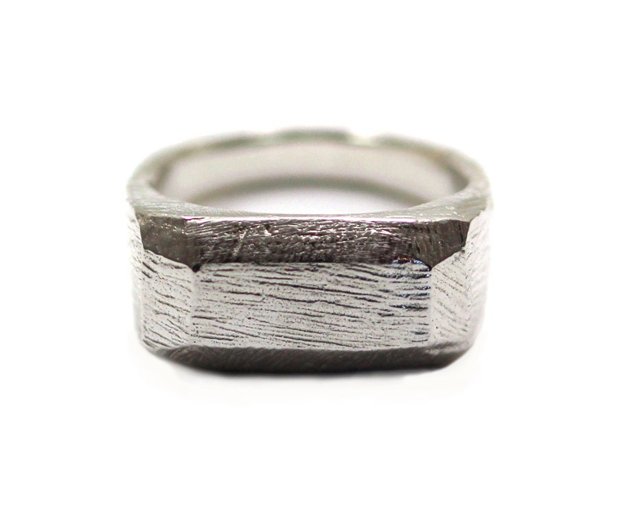 Silver Multifaceted Signet Ring