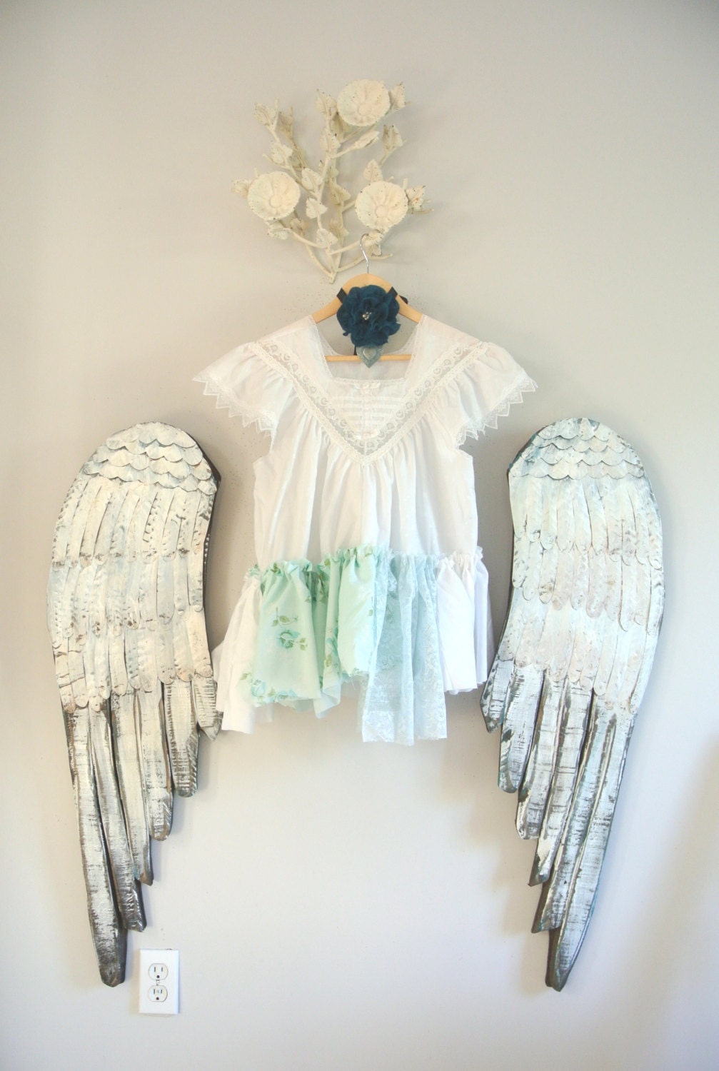 Bohemian top, boho prairie clothing, shabby ruffle shirt, battenburg lace, rustic farm girl, white, baby blue, true rebel clothing med