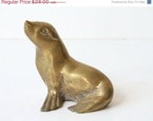 SALE 50s Brass Seal Sculpture