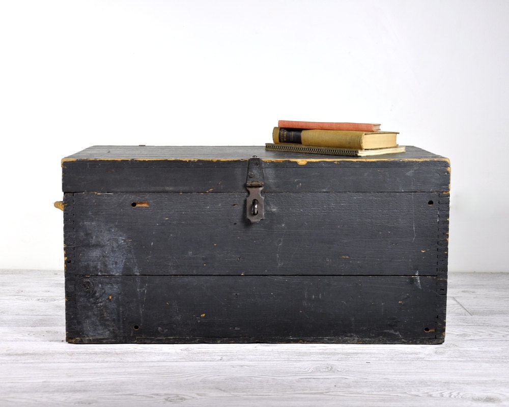 Antique Large Wooden Trunk / Industrial Decor