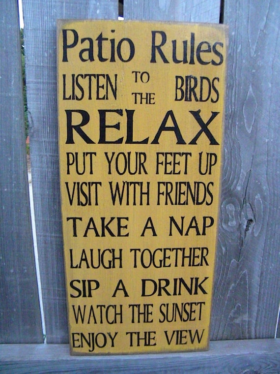 Vintage Style Patio Porch Deck Rules Typography Word by Wildoaks