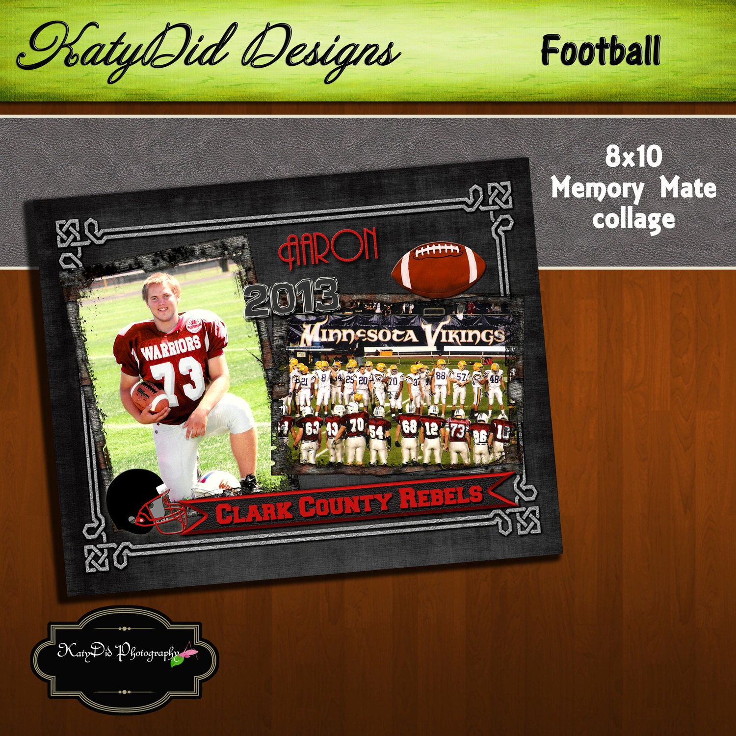 8x10 Memory Mate Touchdown Football Collage by KatyDidPhotoDesign
