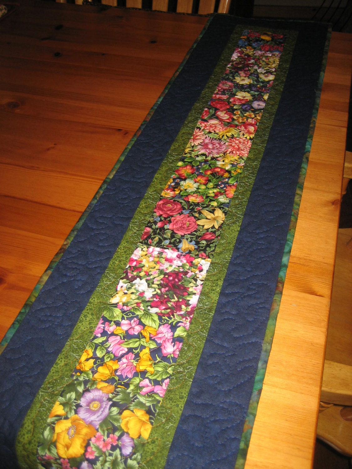 Quilted Table Runner, Summer Flowers