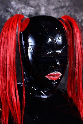 Items similar to Latex Hood rubber mask Vinyl seethrough Eyes 5 pannel