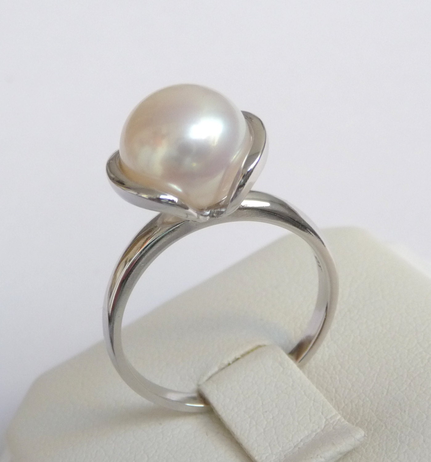 Gold Pearl Ring Engagement Ring promise ring pearl engagement ring ...