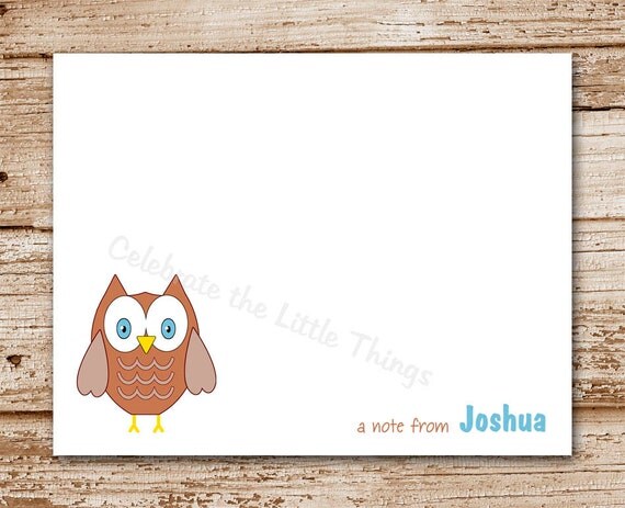 Set of 8 / Woodsy Owl Note Cards / Thank You Notecards / Personalized Stationery Il_570xn