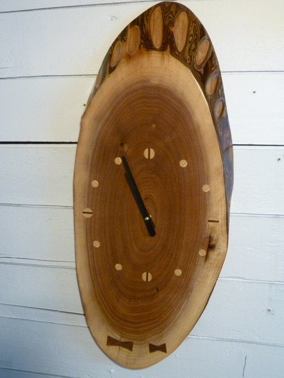 Rustic wooden slab wall clock by on Etsy
