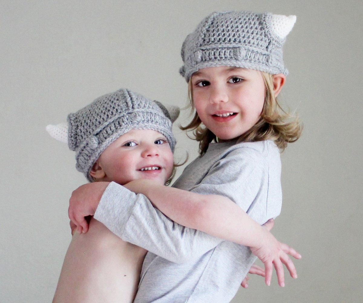 Childrens Viking Helmet with Horns Toddler Hat - AandBDesignStudio