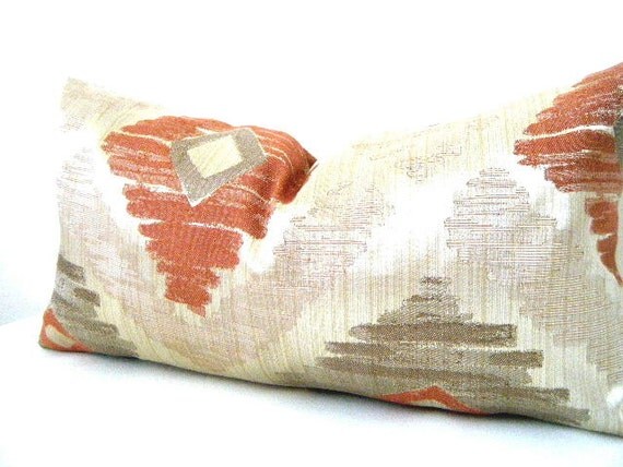 Coral and Gold Pillow Lumbar Pillow Decorative by CityGirlsDecor