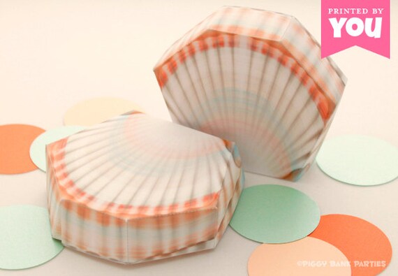SHELL Favor Box : DIY Printable Sea Shell PDF - Instant Download // Clam Shell Il_570xn