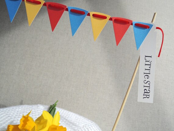 Cake bunting - primary coloured textured cardstock Choose your own greeting Perfect for little boy's parties MADE TO ORDER Il_570xn